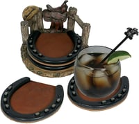 Rivers Edge 537 Coaster- Horseshoe/Faux Leather | 643323537008