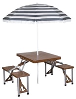 Stansport 615-45 Picnic Table And Umbrella Combo Pack - Wood Grain | 011319138766