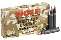 Wolf Military Classic Rifle Ammunition .223 Rem 55 gr FMJ 3241 fps  20/box | 645611300783