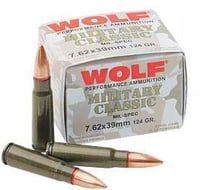 Wolf Steel Case 7.62X39mm Rifle Ammo 124 Grain  FMJ  1000rd Case | 645611300714