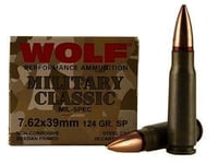 Wolf Military Classic Rifle Ammunition 7.62x39 124 gr SP 2330 fps  20/box | 645611300745