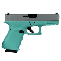 Glock 19 Gen 3 Custom Robins Egg Blue Grip with Crushed Silver Slide Handgun 9mm Luger 15/rd Magazines 4.02 Barrel Austria | 688099401894