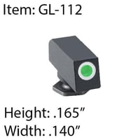 AMERIGLO GLOCK TRITIUM FRONT SIGHT ALL MODELS .165 Inch H X .140 Inch W GREEN WITH WHITE OUTLINE | 644406900184