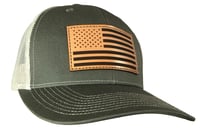 Outdoor Cap Olive/Khaki Trucker w/USA Flag Leather Patch | 885792849705