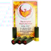 Phoenix Rising Original Thors Hammer Shotshell 12ga 23/8 148 Buckshot 600 Buckshot 17/8oz Slug 5/ct | 797053002142