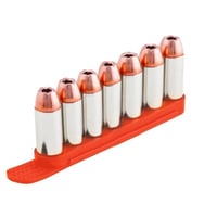 QUICKSTRIP 8RD ORG .38/.357/.40 SW 2PKQuick Strip 2 Pack Orange - 8 Rounds - .357/.38/.40 SW/6.8mm - Helps to speed your reload - Proven to be the most compact and convenient way to carry and store spare ammo - Injection molded from a black flexible urethane materialspare ammo - Injection molded from a black flexible urethane material | 087632008192