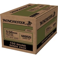 Winchester USA Lake City M855 Green Tip Rifle Ammunition 5.56mm 62 gr. FMJ 1255 fps 600/ct Case of 4-150 Boxes | 00020892228313