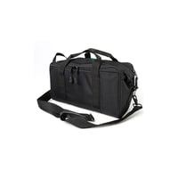 SPORTSMENS RANGE BAG BLACKSportsmens Range Bag Black - Ideal for carrying two handguns, ammunition, and range supplies - Main compartment flap opens fully and has 2 removable dividers - Lockable zippers - Includes two padded pistol rugs - Wraparound nylon carry hanLockable zippers - Includes two padded pistol rugs - Wraparound nylon carry handledle | 043699012794