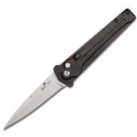 Bear Cutlery Stiletto Automatic 3.5 Inch Spear Point Blade with Plain Edge and Bead Blasted Finish Black Aluminum Handle | 730153330159
