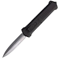 A4 Humvee OTF Blk Silver blade Double edge dagger  partial serrated | 850034486741
