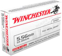 Winchester USA Lake City M193 Rifle Ammunition 5.56mm 55gr FMJ 3240 fps 20/ct  | 5.56x45mm NATO | 020892201880