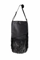 FRINGE/LACE BLACK HANDBAG