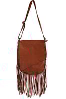 FRINGE/LACE COGNAC HANDBAG