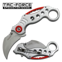 Tac-Force Karambit 2.5 in Blade Silver-Red Aluminum Handle | 805319422372