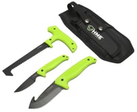 HME KN3PFK 3-Piece Field Kit Fixed 420HC Stainless Steel Black Oxide Thermoplastic Rubber Green 9.50 Inch Gut Hook/8.75 Inch Saw/7.50 Inch Caper | 888151018545