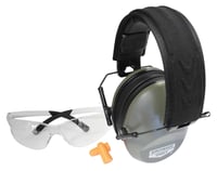 Birchwood Casey 43425 Vektor Eye  Ear Combo Kit Free-Floating Clear with Clear Frame  Non-Slip Nose Piece, 24 dB Gray Ear Cups with Black Headband Krest Muffs, Orange Plugs | 029057434255