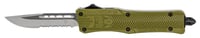 CobraTec Knives SODCTK1SDS CTK-1 Small 2.75 Inch OTF Drop Point Part Serrated D2 Steel Blade/OD Green Aluminum Handle Features Glass Breaker Includes Pocket Clip | 099654021967