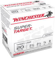 WINCHESTER SUPER TARGET 20GA 25RD 10BX/CS 1200FPS 7/8OZ 8  | 20GA | 020892016316