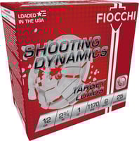 SD 12GA 2.75IN 8 1OZ 25RDShooting Dynamics Clay Target Loads 12 gauge  2 3/4 Inch long  1 ounce Light Dynamic shot  1170 FPS  Shot Size 8  25 per box | 12GA | 762344705538