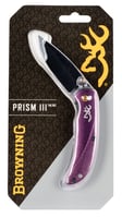 KNIFE PRISM 3 PLUMPrism 3 Plum - Drop Point - Plain Edge - 2 3/8 Inch Blade - Small, folding knife with stainless steel drop point blade, aluminum handle scales with anodized finish available in multiple colorsavailable in multiple colors | 023614950356
