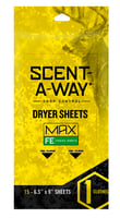 Scent-A-Way 07708 Max Dryer Sheets Odor Eliminator Earth 15 Per Pkg | 021291077083