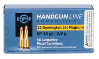 PPU PPH22RJ Handgun  22RemJetMag 45gr Soft Point 50 Per Box/10 Case | 8605003812999