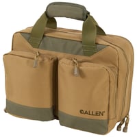 Allen 7603 Double Handgun Attache Case Tan w/Olive Accents, 2 Padded Sleeve Pockets, 8 Mag Sleeves, Pockets for Ammo  Accessories  Foldout Shooting Mat Holds up to 2 Handguns | 026509036203
