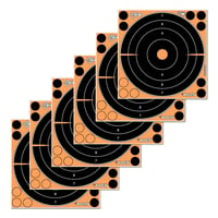 EZ-Aim 15316 Splash Reactive Target Self-Adhesive Paper Black/Orange 8 Inch Bullseye Includes Pasters 6 Pack | 026509048053