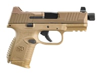 FN 66100781 509CT  Compact 9mm Luger 101, 4.32 Inch Black Steel Threaded Barrel, Flat Dark Earth PVD Optic Cut/Serrated Stainless Steel Slide, Flat Dark Earth Polymer Frame w/Picatinny Rail, Ambidextrous | 9x19mm NATO | 845737012137