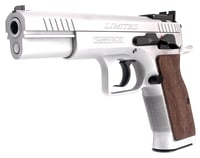 Tanfoglio IFG TFLIMPRO40SF Defiant Limited Pro 40 SW Caliber with 4.80 Inch Barrel, 121 Capacity, Overall Hard Chrome Finish Steel, Beavertail Short Frame, Serrated Slide  Brown Polymer Grip | 8051770130086