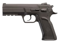 Tanfoglio IFG TFFORCEP40 Defiant Force Plus 40 SW Caliber with 4.40 Inch Barrel, 121 Capacity, Overall Black Finish, Picatinny Rail/Beavertail Short Frame, Serrated Steel Slide  Polymer Grip | 8051770130154