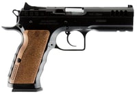 Tanfoglio IFG TFSTOCKI40SF Defiant Stock I 40 SW Caliber with 4.50 Inch Barrel, 121 Capacity, Overall Black Finish Steel, Picatinny Rail/Beavertail Short Frame, Serrated Slide  Wood Grip | 8051770130062