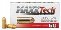 MaxxTech PTGB380B Brass Pistol  380ACP 95gr Full Metal Jacket 50 Per Box/20 Case | NA | 3877000251674