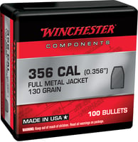 Winchester Ammo WB38MC130X Centerfire Handgun Reloading 38 Cal .356 130 gr Full Metal Jacket 100 Per Box/ 10 Case | 020892633865