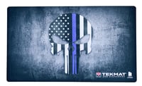 TekMat TEK42BLUELINE Blue Line Punisher Door Mat Multi Color Rubber 42 Inch Long Blue Line Punisher Skull | 612409974136