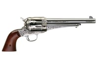 Taylors  Company 550394 1875 Army Outlaw 4440 Win Caliber with 7.50 Inch Barrel, 6rd Capacity Cylinder, Overall White Engraved Finish Steel  Walnut Grip | 810012511056