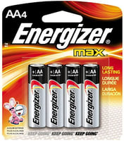 Energizer E91BP4 AA Max Silver 1.5V Alkaline, Qty 4 Single Pack | 039800011329