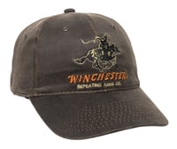 WINCHESTER BALL CAP LOGO HORSE RIDER DISTRESSED OLIVE GREEN | 045727815070
