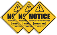 Moultrie MCA13133 Camera Surveillance Signs  Yellow 3 Per Pkg | 053695131337 | Moultrie | Hunting | GPS/Radios/Camera 
