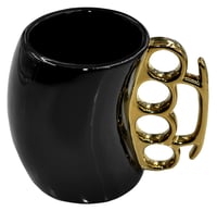 Caliber Gourmet CBGM1026 Caliber Gourmet Brass Knuckle Mug Black  Gold Ceramic Brass Knuckles | 024718512761