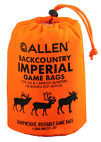 BACKCOUNTRY IMP ELK GM BAG 25X40 4PK WHTBackcountry Imperial Elk Game Bag Set White - 4/PK - 25 InchW x 40 InchL - Backcountry game bag set the imperial elk game bag set includes one 1 storage pouch  four 4 quarter-sized game bags, each game bag measures 25-inches wide x 40-inches4 quarter-sized game bags, each game bag measures 25-inches wide x 40-inches longlong | 026509063629
