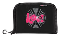 Girls With Guns 9075 Love  made of Polyester with Black Finish, Pink Love Graphic, Foam Padding  Lockable Zipper 10.50 Inch L x 7.50 Inch W x 1 Inch H Interior Dimensions for Handguns | 026509065173