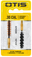 Otis FG330NB Bore Brush Set  7.62mm/30-06/30-30/308/300 Cal 8-32 Inch Thread 2 Inch Long Bronze/Nylon Bristles 2 Per Pkg  | .30 | 014895002391