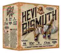 HEVIShot HS16715 HEVIBismuth Upland 16Gauge 2.75 Inch 1 1/8oz Bismuth 5Shot 25 Per Box/10 Case | 16GA | 604544689372