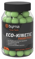 BYRNA ECO-KINETIC PROJECTILES 95CTEco-Kinetic Projectiles 95/CT - Leaves no trace after outdoor use - Water Soluble - No longer need to clean up the remnants of plastic shells after each range session - Produces a small dispersion cloud and leaves a highly visible markession - Produces a small dispersion cloud and leaves a highly visible mark | 810042111103