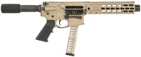 Brigade Firearms A091902B Battle Pistol  9mm Luger 331 9 Inch, FDE Rec/8 Inch URail Handguard, Black A2 Grip/Padded Buffer Tube Brace, Mini Can, Glock Mag Compatible | 810112491265