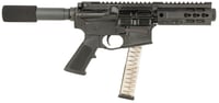 Brigade Firearms A091551B Battle Pistol  9mm Luger 331 5.50 Inch, Black, 5 Inch URail Handguard, A2 Grip, Padded Buffer Tube Brace, Mini Can, Glock Mag Compatible | 810112491050