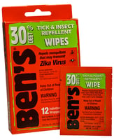 Bens 00067085 30  Odorless Scent Wipes Repels Ticks  Biting Insects 12 | 044224070852