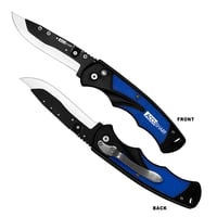 AccuSharp 743C Replaceable Blade Razor  3.50 Inch Folding Plain Stainless Steel Blade/Royal Blue Ergonomic Anti-Slip Anodized Aluminum Handle/Includes 2 Replacement Blades/Belt Clip | 015896007439