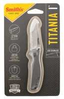 Smiths Products 51007 Titania I 2.20 Inch Folding Drop Point Part Serrated Satin Titanium Coated Stainless Steel Blade/ Stainless Steel Handle Includes Pocket Clip | 027925510070